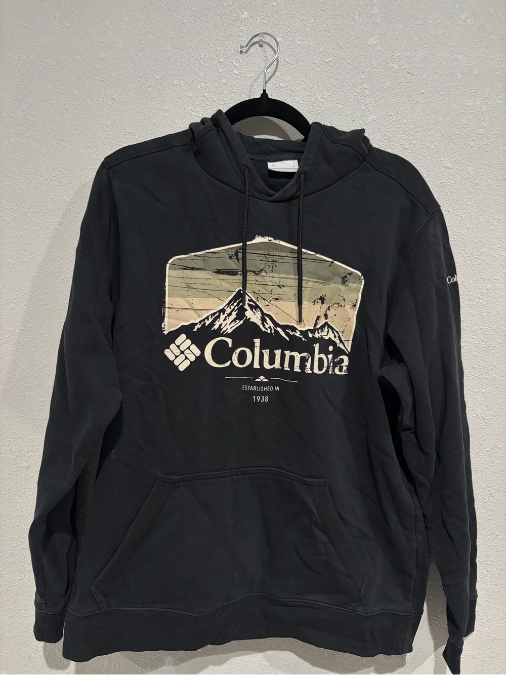 Columbia Men's Black Hoodie with Mountain Graphic